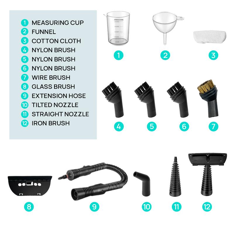 Redhut Handheld Pressurized Steam Cleaner with 12 Accessories