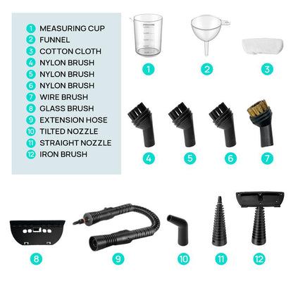 Redhut Handheld Pressurized Steam Cleaner with 12 Accessories